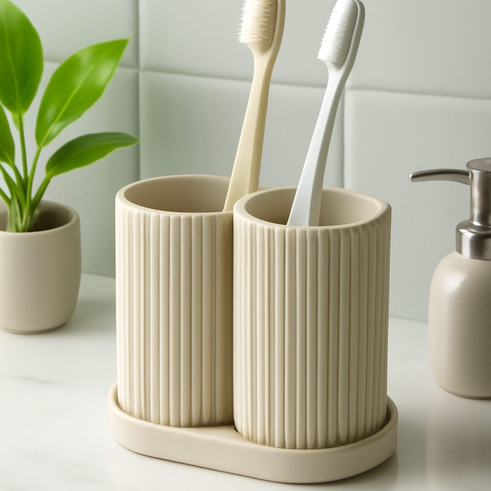 Elegant Modern Toothbrush Holder – Stylish Bathroom Organizer for a Clutter(3 pc set) - Image 5