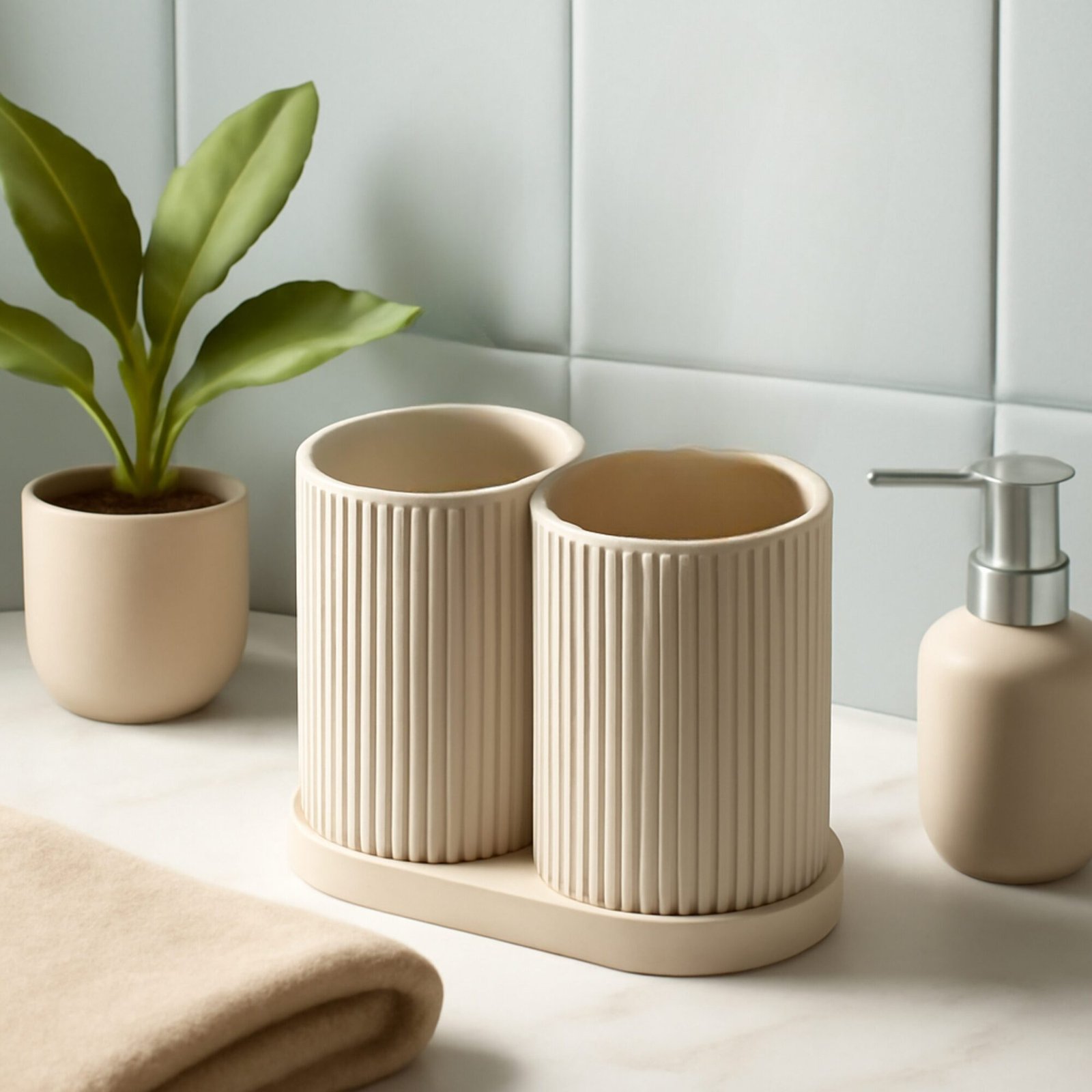 Elegant Modern Toothbrush Holder – Stylish Bathroom Organizer for a Clutter(3 pc set) - Image 4