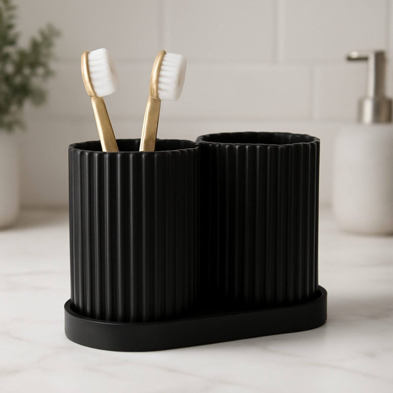 Elegant Modern Toothbrush Holder – Stylish Bathroom Organizer for a Clutter(3 pc set) - Image 3