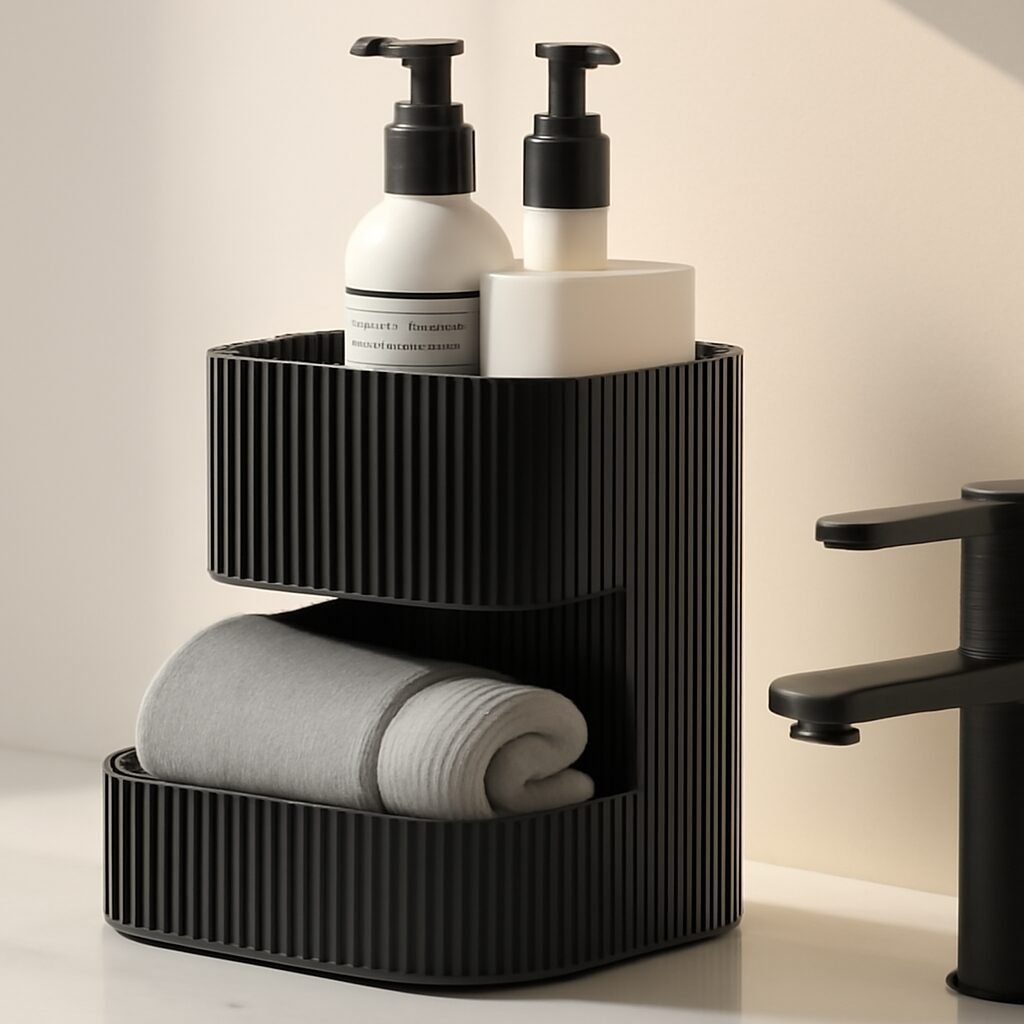 Modern Bathroom Organizer Made from Eco-Friendly PLA – Stylish and Sustainable Storage Solution(Black)